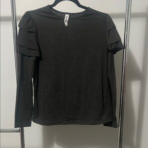 Gray Ruffled Sleeve Women's Top